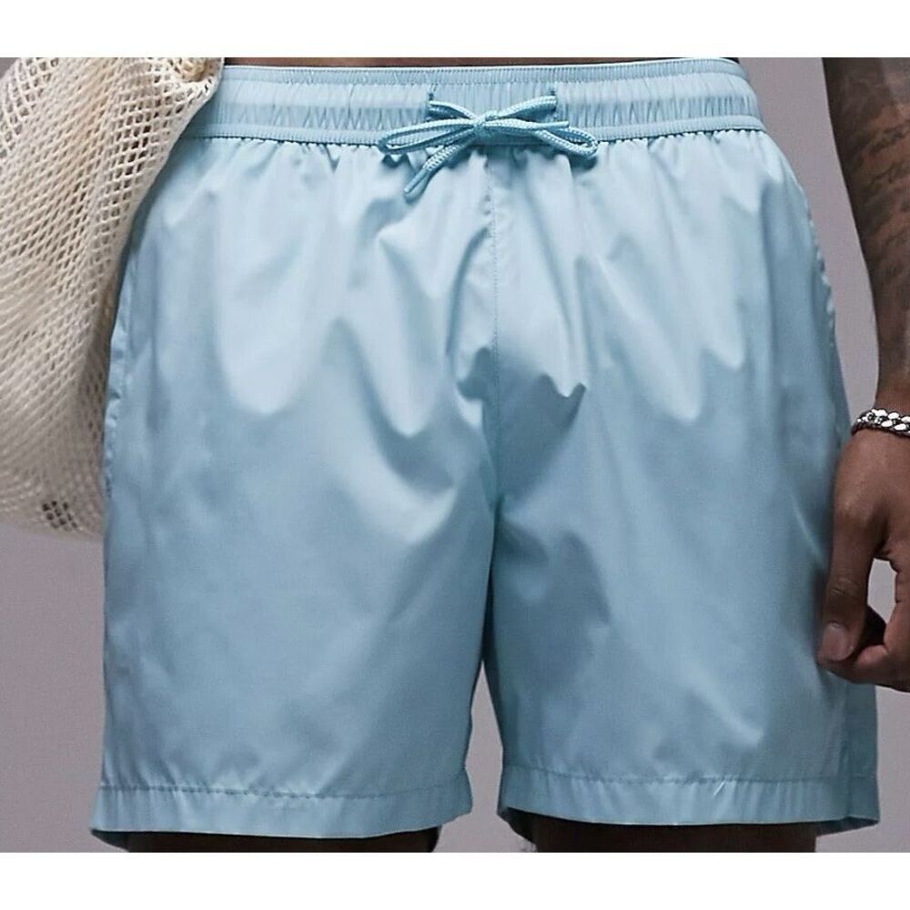 Topman Swim Shorts Trunks Mesh Lined Pockets Turquoise Men Sz Small. NWT. Z